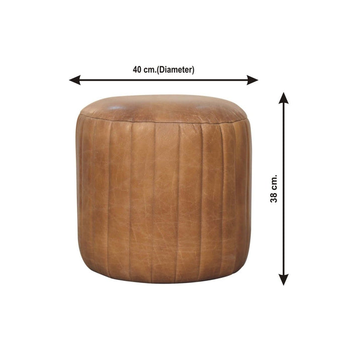 Buffalo - Leather Boucle Footstool - Brown