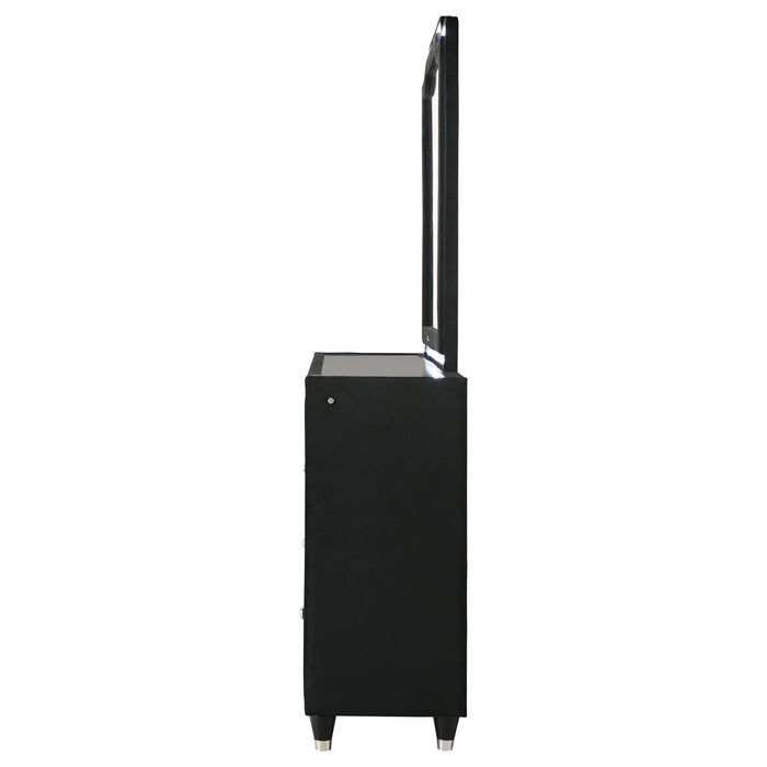 Mika - 8 Drawer LED Dresser With Mirror - Black