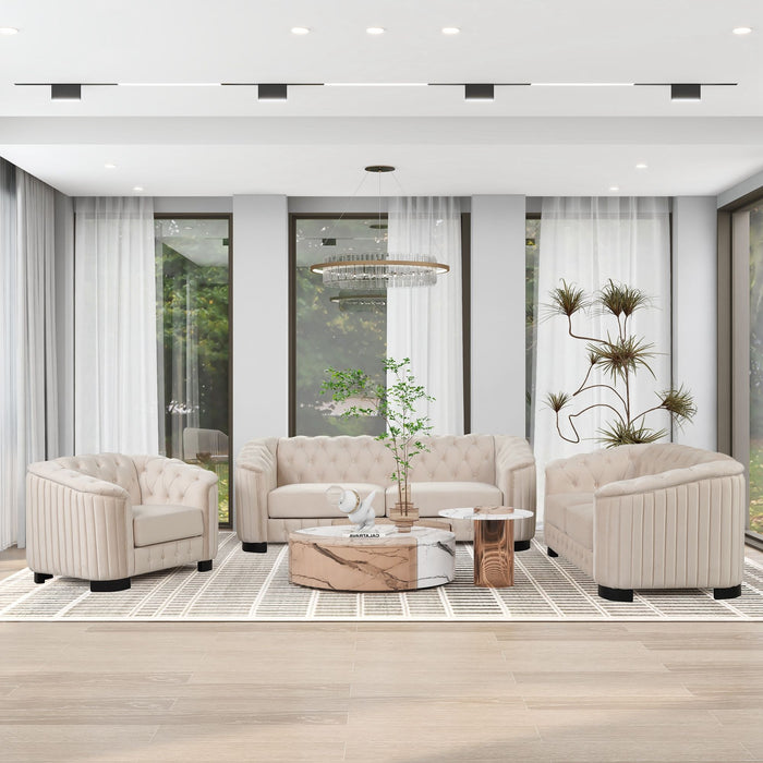 Upholstered 3 Piece Sofa Set With Legs