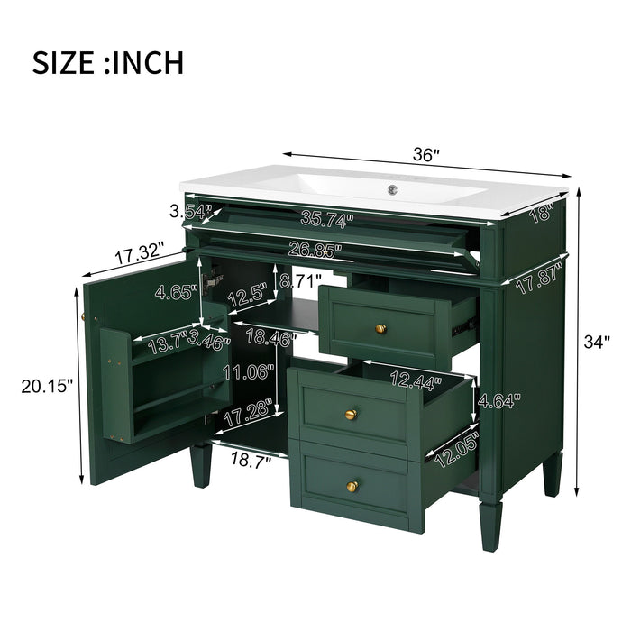 Bathroom Vanity & Top Sink, Modern Bathroom Storage Cabinet With 2 Drawers And A Tip-Out Drawer