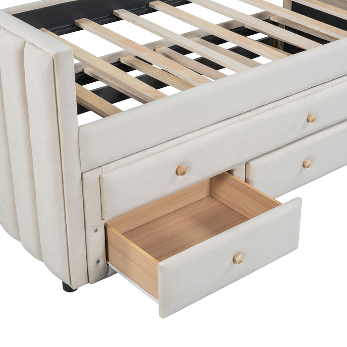 Upholstered Daybed With Trundle And Drawers