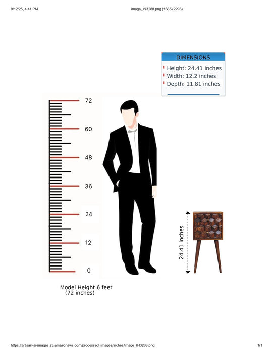 Mini Cube Carved 2 Drawer Nightstand