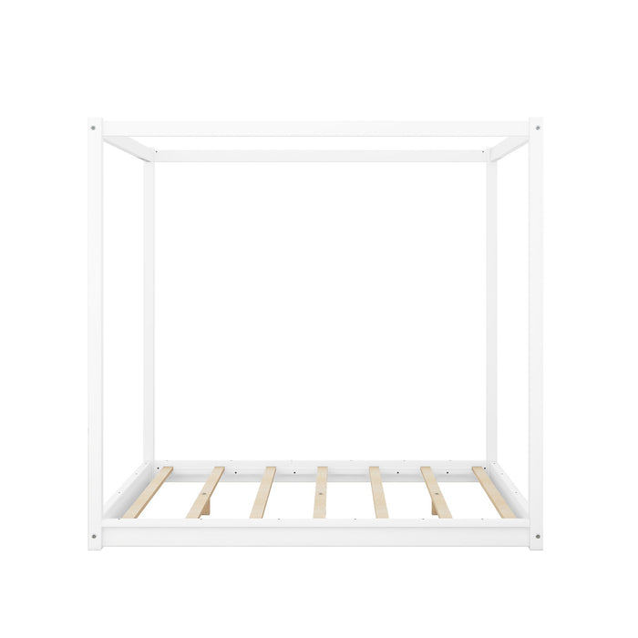 Wood Canopy Platform Bed With Support Legs And Airflow Slats
