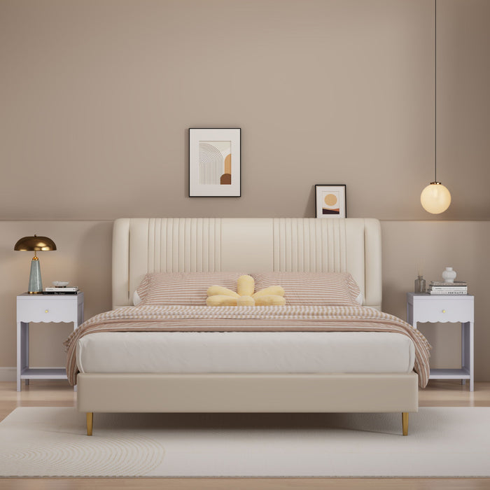 Nightstand With Drawer And Open Shelf, Scalloped Edge Bedside Table