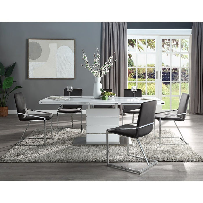 Zlatan - Side Chair Set of 2) - Gray Velvet & Chrome