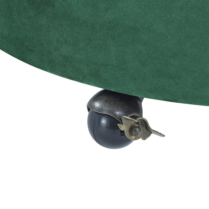 Modern Upholstered Swivel Chair With Button Tufted Design And Movable Wheels