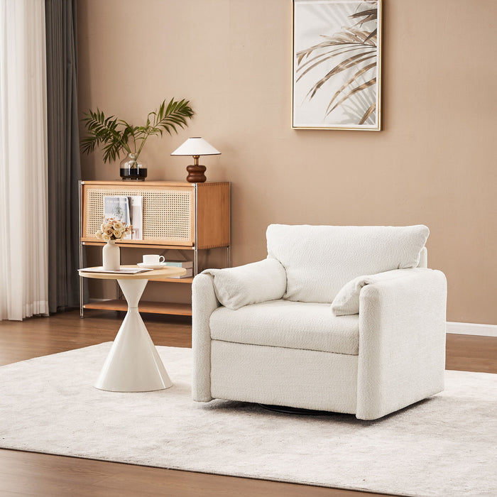 Swivel Modern Swivel Accent Chair Single Seater 360° Rotating For Living Room, Bedroom - Ivory White