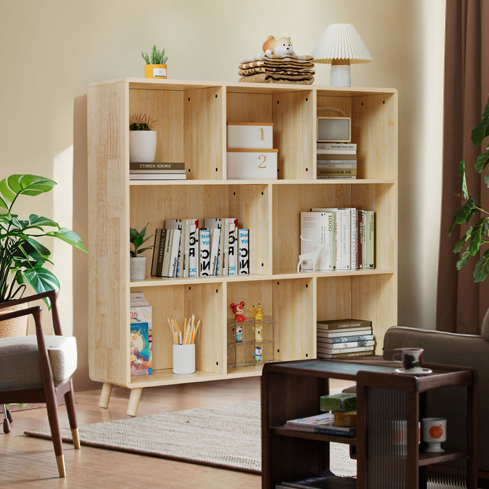 8 Compartment Storage Cabinet With Fixed Shelves For Books - Wood