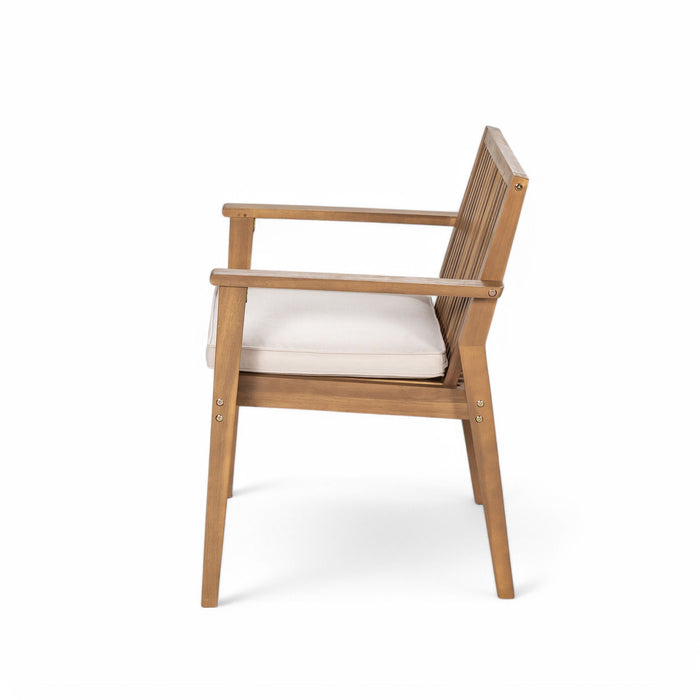 7 Piece Patio Furniture Set Acacia Wood Table And 6 Heavy Duty Cushioned Chairs