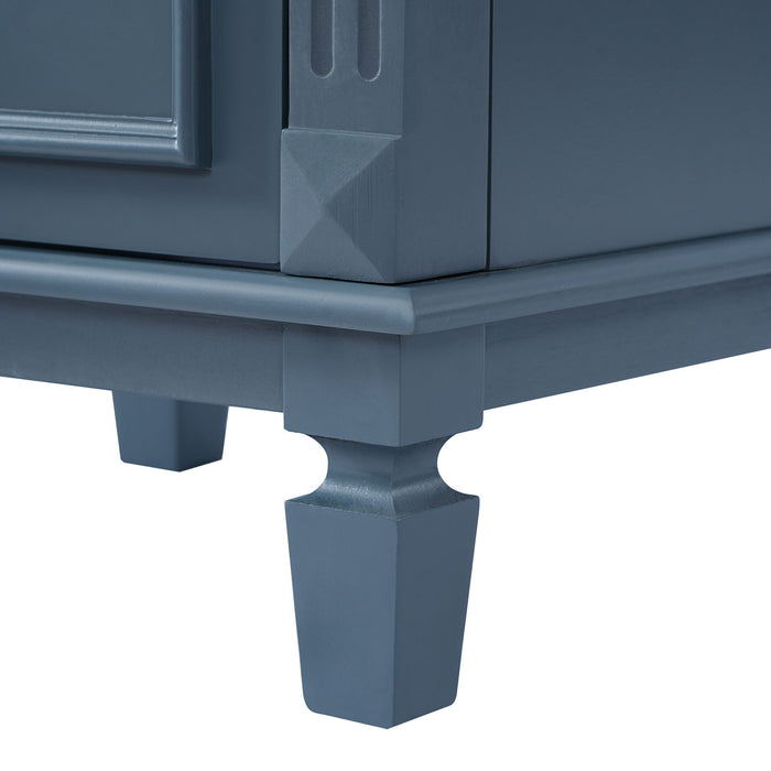 Bathroom Vanity With Sink, Freestanding Single Vanity Set, Soft-Closing Door, Adjustable Shelf - Blue