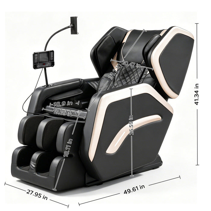 Zero Gravity Massage Chair Recliner With 10 Massage Heads And Full Body Air Pressure - Black