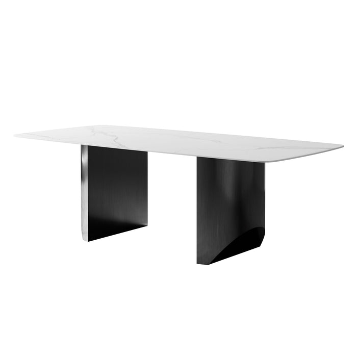 Black Titanium Stainless Steel Dining Table With Rock Plate