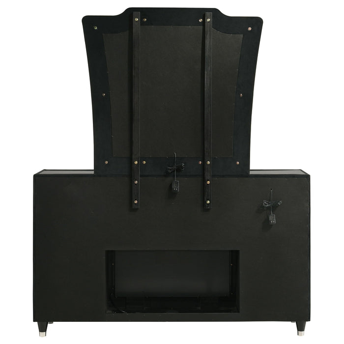 Lorient 8-drawer LED Flame Box Dresser and Mirror Black