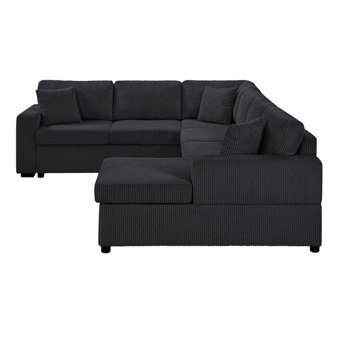 Oversized Sectional U-Shaped Sofa With Chaise Lounge And Three Soft Throw Pillows