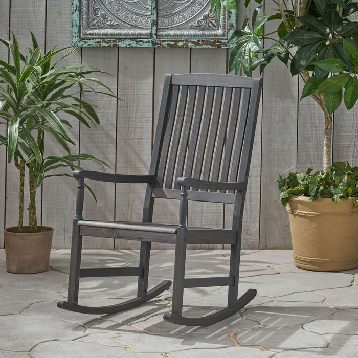 Muse - Outdoor Acacia Rocking Chair With Slat Design - Teak