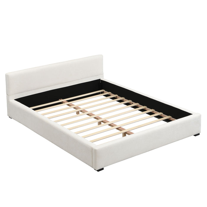 Queen Bed Wide Edge With Soft Upholstery - Beige