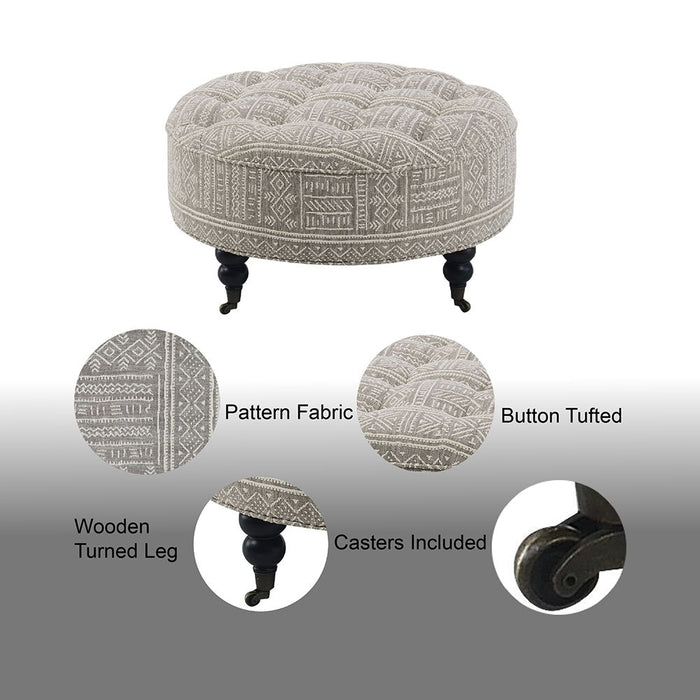 Upendo - Ottoman With Caster - Pattern Fabric