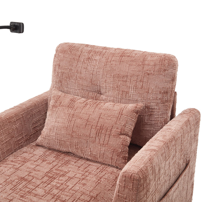 Multifunctional Chenille Recliner Sofa With Storage And Phone Bracket