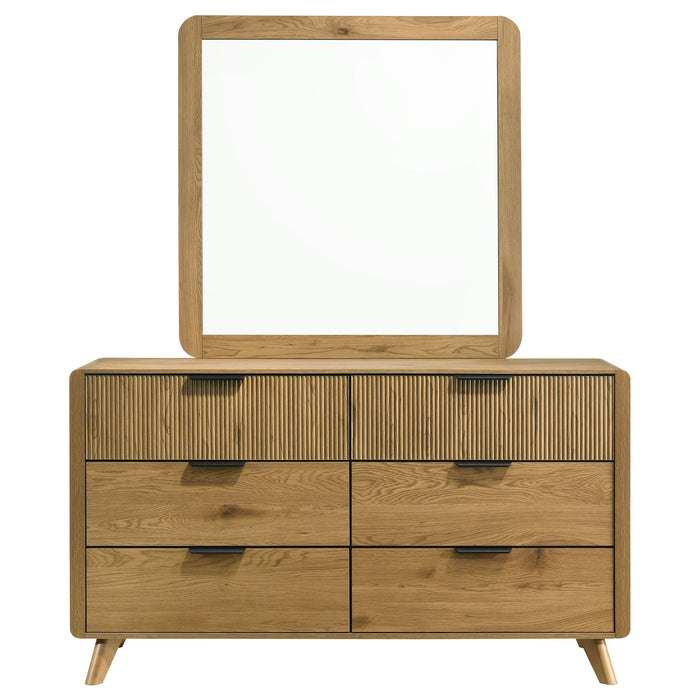 Bennett 6-drawer Bedroom Dresser and Mirror Set Light Oak