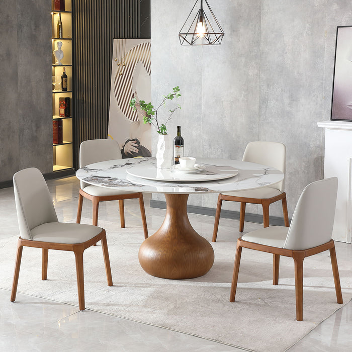 Round Modern Marble Dining Table With Chairs
