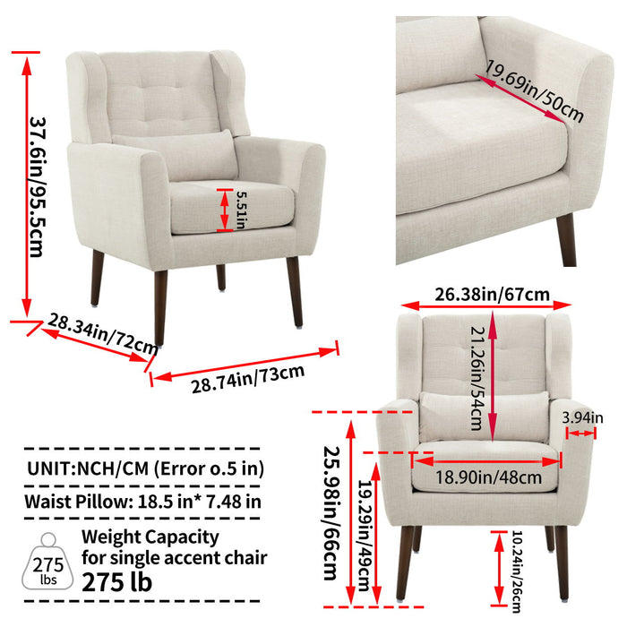 Modern Accent Chair Upholstered Foam Filled Living Room Chairs Comfy Reading Chair Mid-Century Modern Chair With Chenille Fabric Lounge Arm Chairs Armchair For Living Room Bedroom