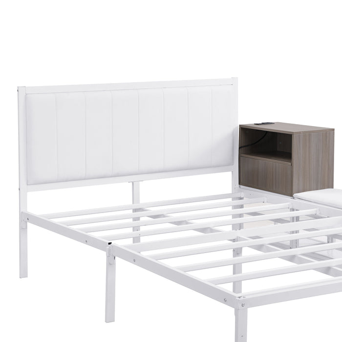 Platform Bed With 2 Tier Storage Shelves, Storage Cabinet