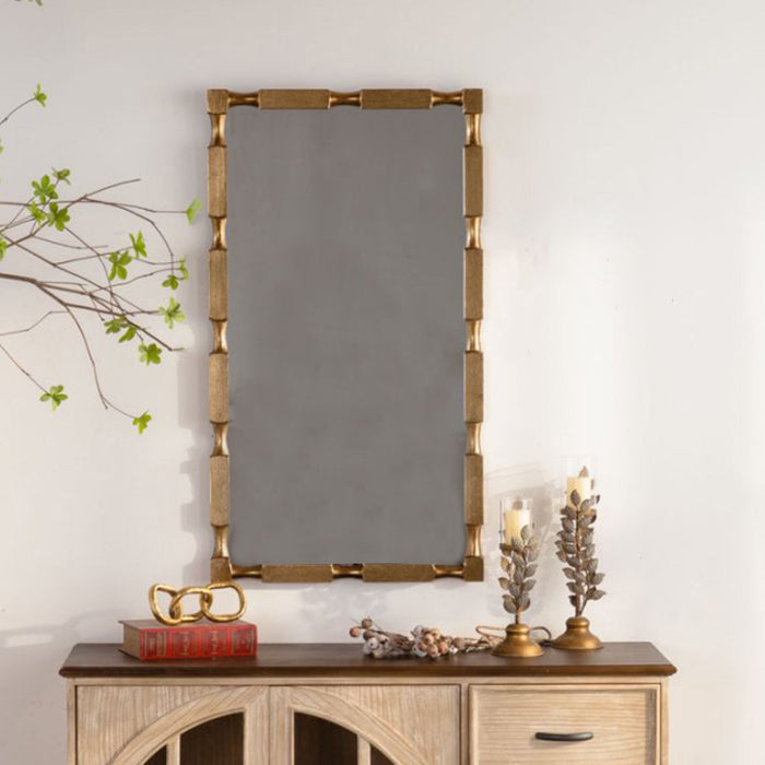 Rectangular Wall Mirror With Frame For Living Room - Gold