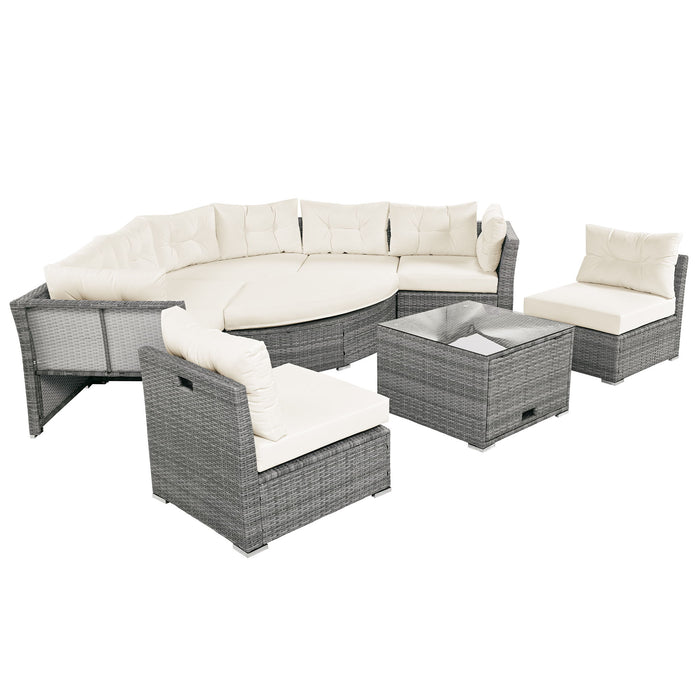 Patio Furniture Set Outdoor Daybed Rattan Sectional With Cushions And Center Table