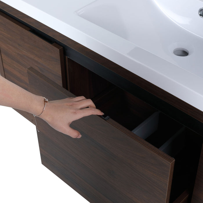 Floating Bathroom Vanity With Resin Sink And Soft Close Doors