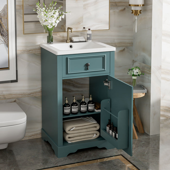 Elegant Bathroom Vanity With Ceramic Sink, Soft Close Door, Adjustable Shelf