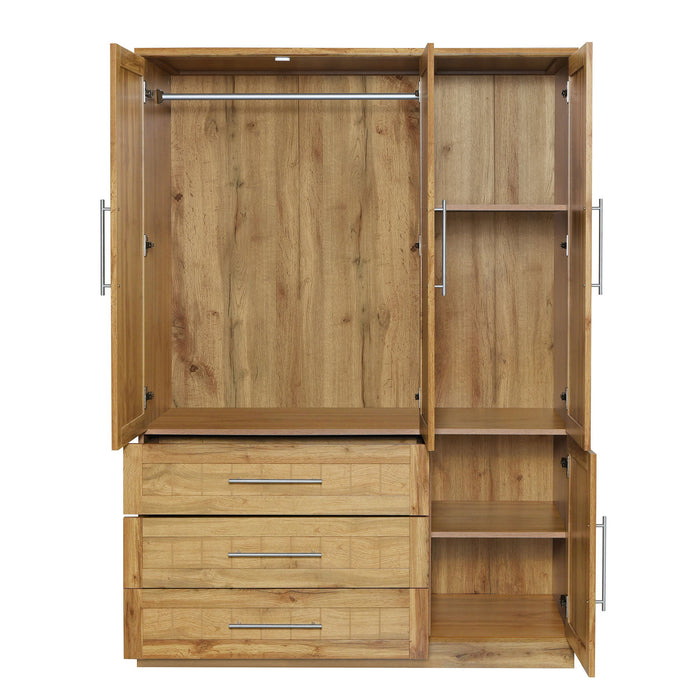 4 Door Wardrobe Armoire With 3 Drawers