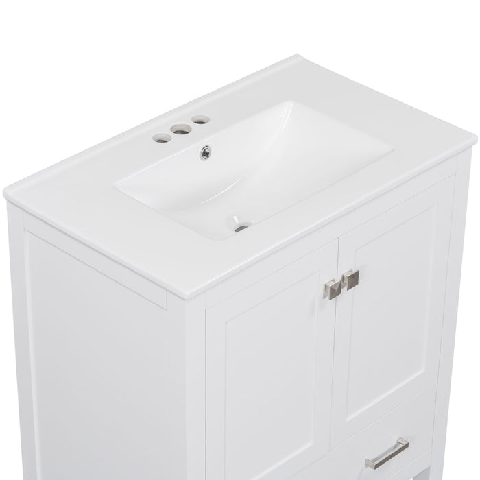 Bathroom Vanity With Single Sink, Combo Cabinet Undermount Sink, Bathroom Storage Cabinet With Two Doors And A Drawer, Soft Closing, Multifunctional Storage, Solid Wood Frame