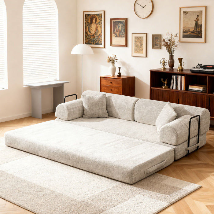 Convertible Sleeper Sofa Bed, Folding Mattress Couch - Light Camel