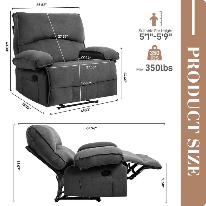 Oversized Manual Recliner Chair Sofa For Living Room