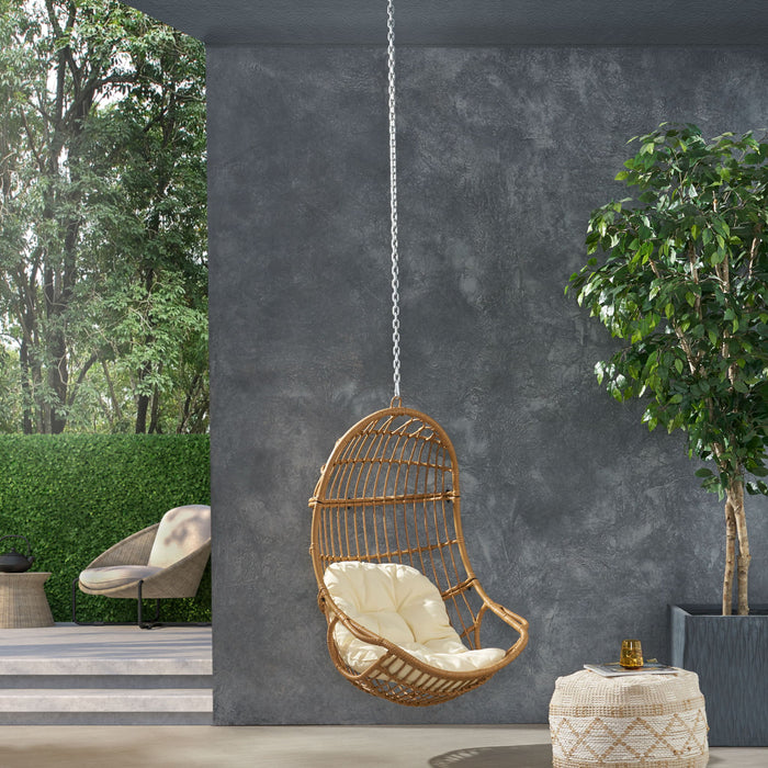 Rustic Hanging Basket Chair With Cushion