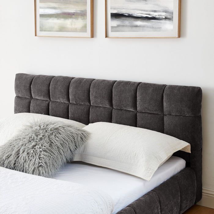 Modern Platform Bed Frame With Thick Chenille Fabric