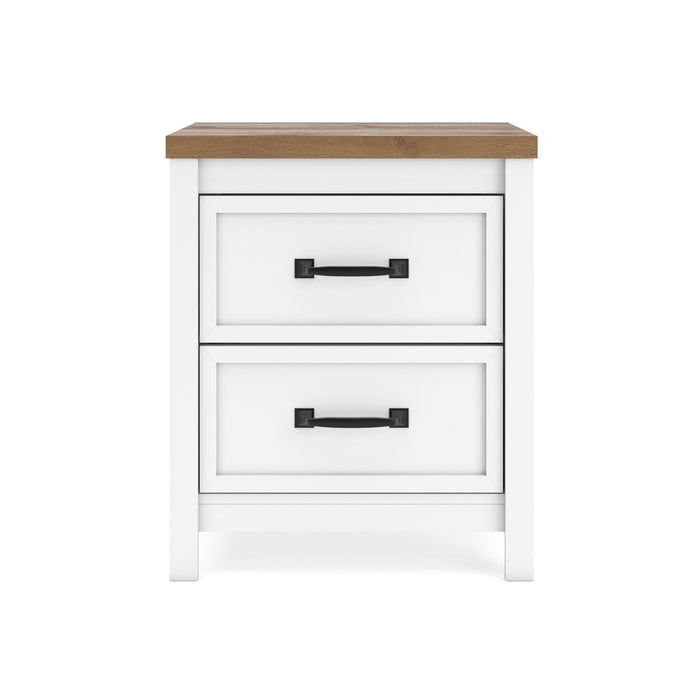 Kerisden - Two Drawer Night Stand - White / Brown