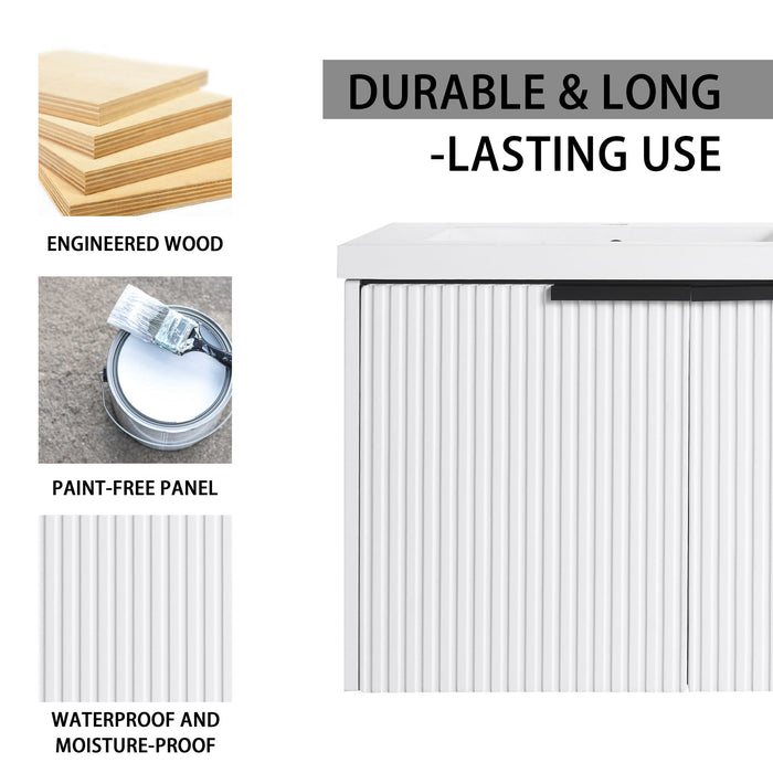 Contemporary Wall Mounted Bathroom Vanity With Soft Close Doors