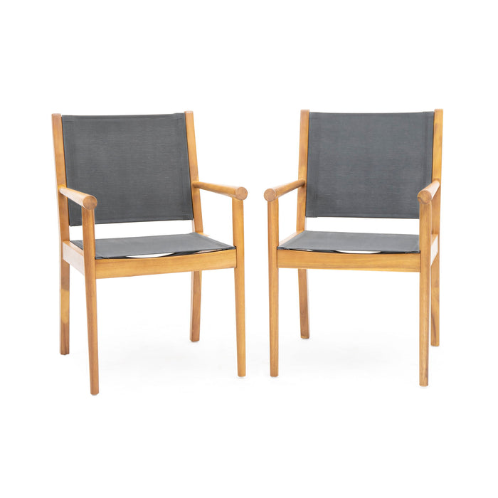 Cordoba - Dining Chair Set With Acacia Wood Frame And Textilen Upholstery (Set of 2) - Teak