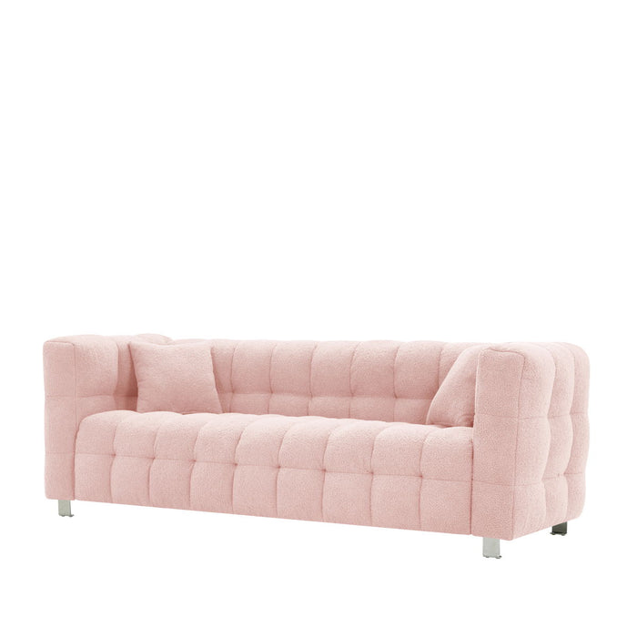 Pink Teddy Fleecesofa Discharge In Living Room Bedroom With Two Throw Pillows Hardware Foot Support