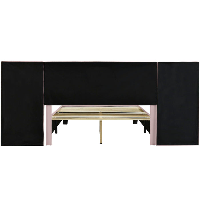 Upholstered Platform Bed With Big Headboard