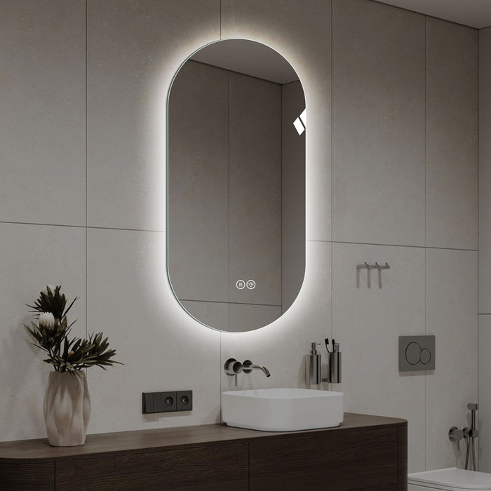 Smart Wall Mounted LED Touch Screen Mirror With Anti-Fog Function And Adjustable Lighting
