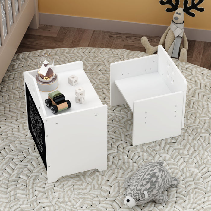 Montessori Weaning Table And Chair Set, Toddler Table With Adjustable Height - White