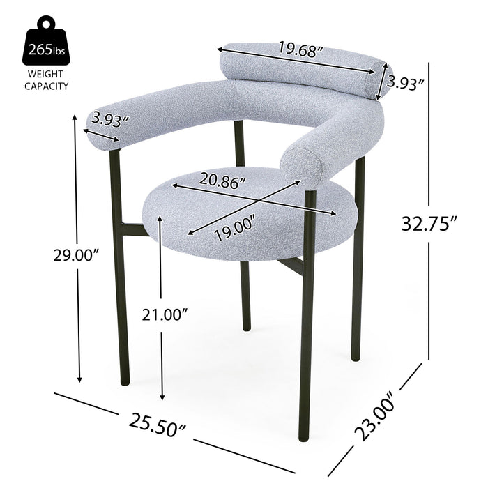 Contemporary Upholstered Armchair Dining Chairs With Metal Legs (Set of 2)
