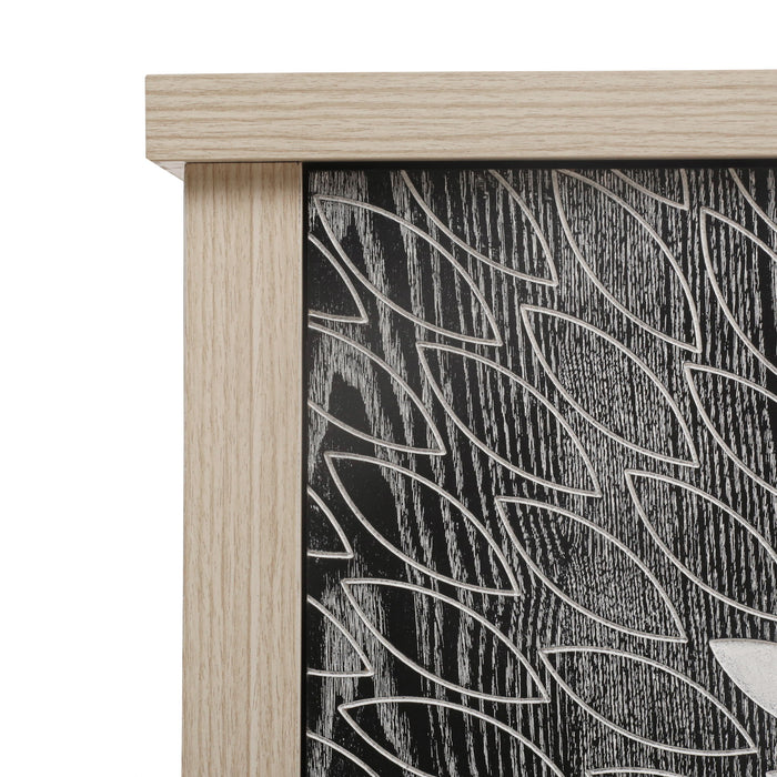 2 Door Carved Storage Cabinet With Adjustable Shelf, Accent Furniture