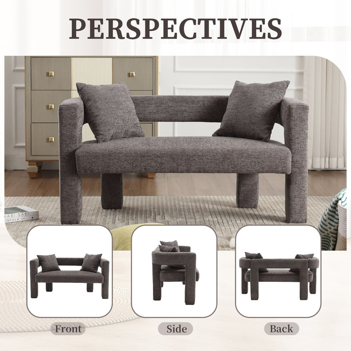 Modern Chenille Loveseat Sofa, Comfy Upholstered 2 Seater