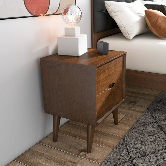 Alexandra - Night Stand With 2 Drawers - Walnut Brown