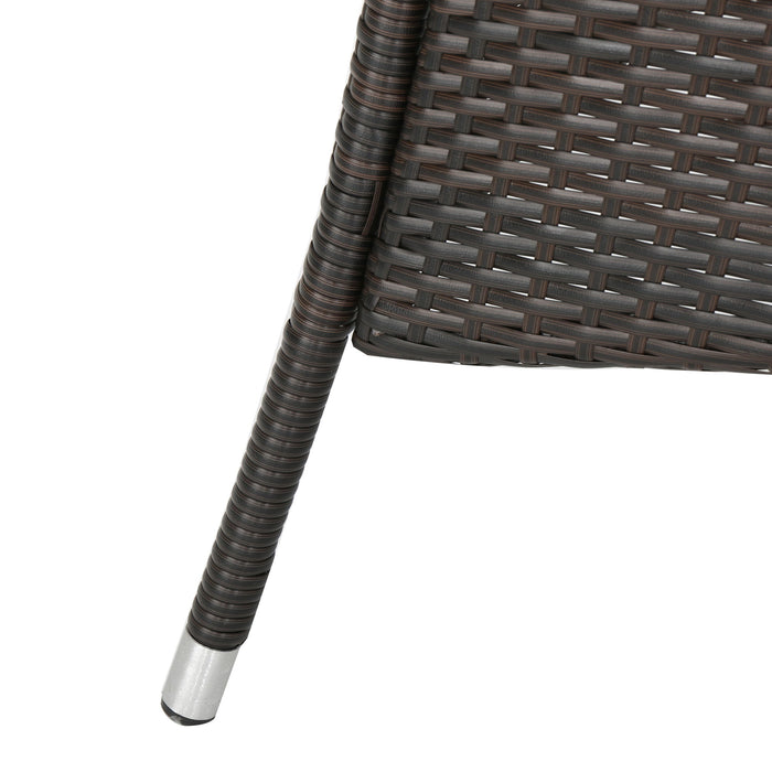 Outdoor Oval Dining Table With Silver Tipped Legs - Brown Multi