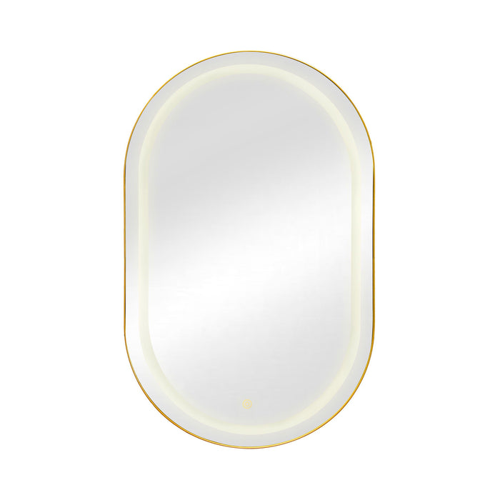 Oval Medicine Cabinet Mirror Bathroom Mirror With Storage Wall Mounted Medicine Mirror Cabinet With LED - Golden