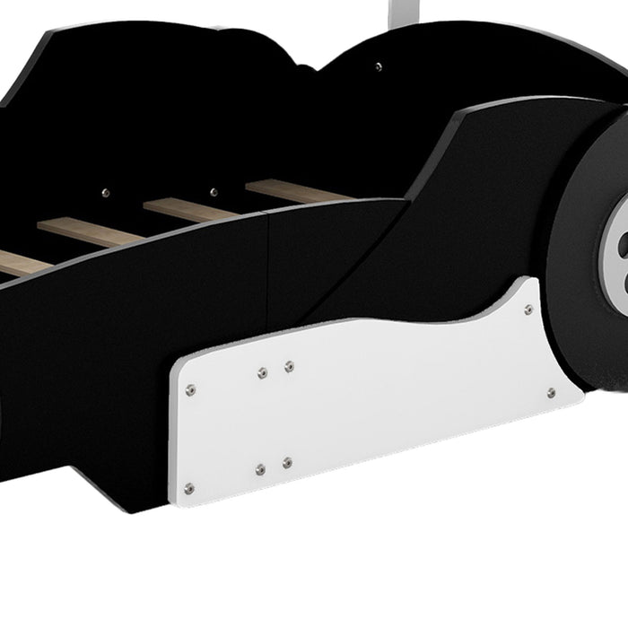 Race Car-Shaped Platform Bed With Wheels